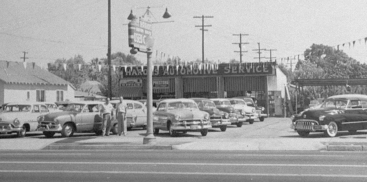 Haron Motor Sales at 2222 Ventura Ave in this photo taken in the early 1950s.