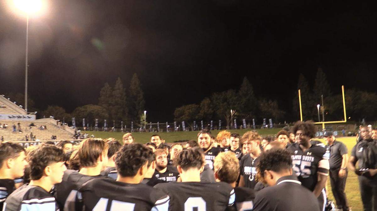Clovis North gathers following a 35-14 victory over Clovis on Friay, Oct. 11, 2024.