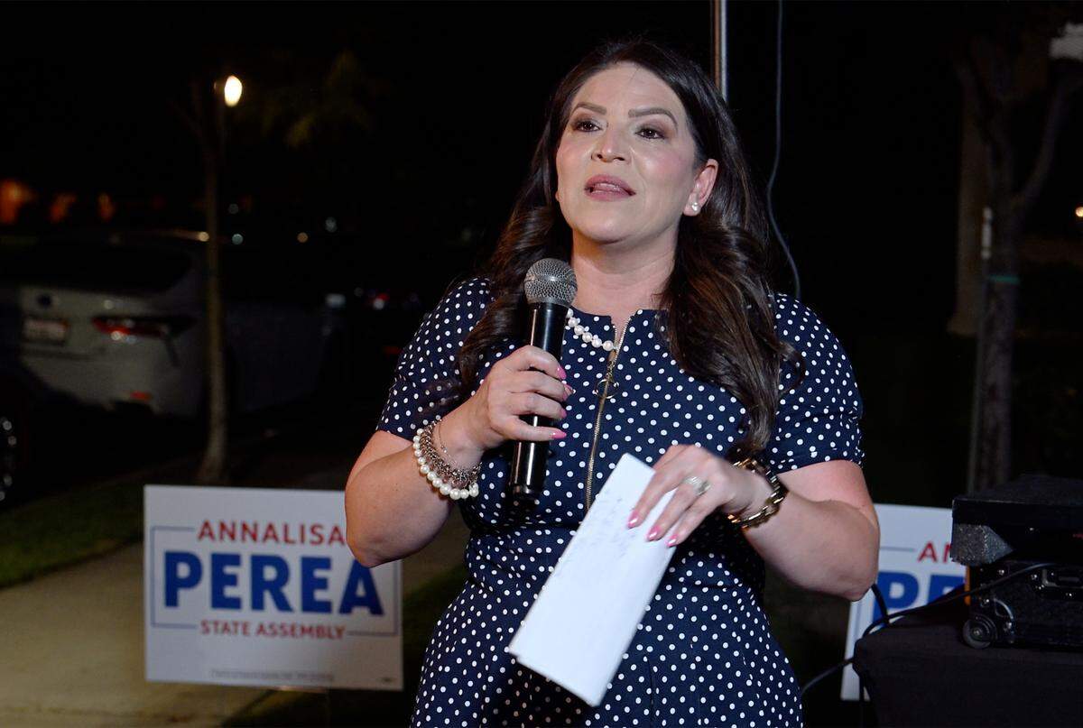 State Senate candidate Esmeralda Soria addresses supporters during a campaign gathering Tuesday night, June 2, 2026 in Fresno.