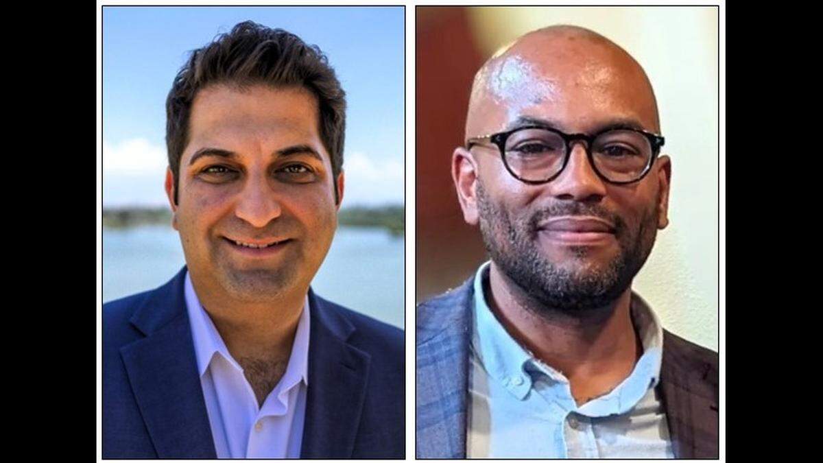 Fresno City District 2 Councilmember Mike Karbassi, left, is being challenged in his re-election bid by Matthew Gillian.