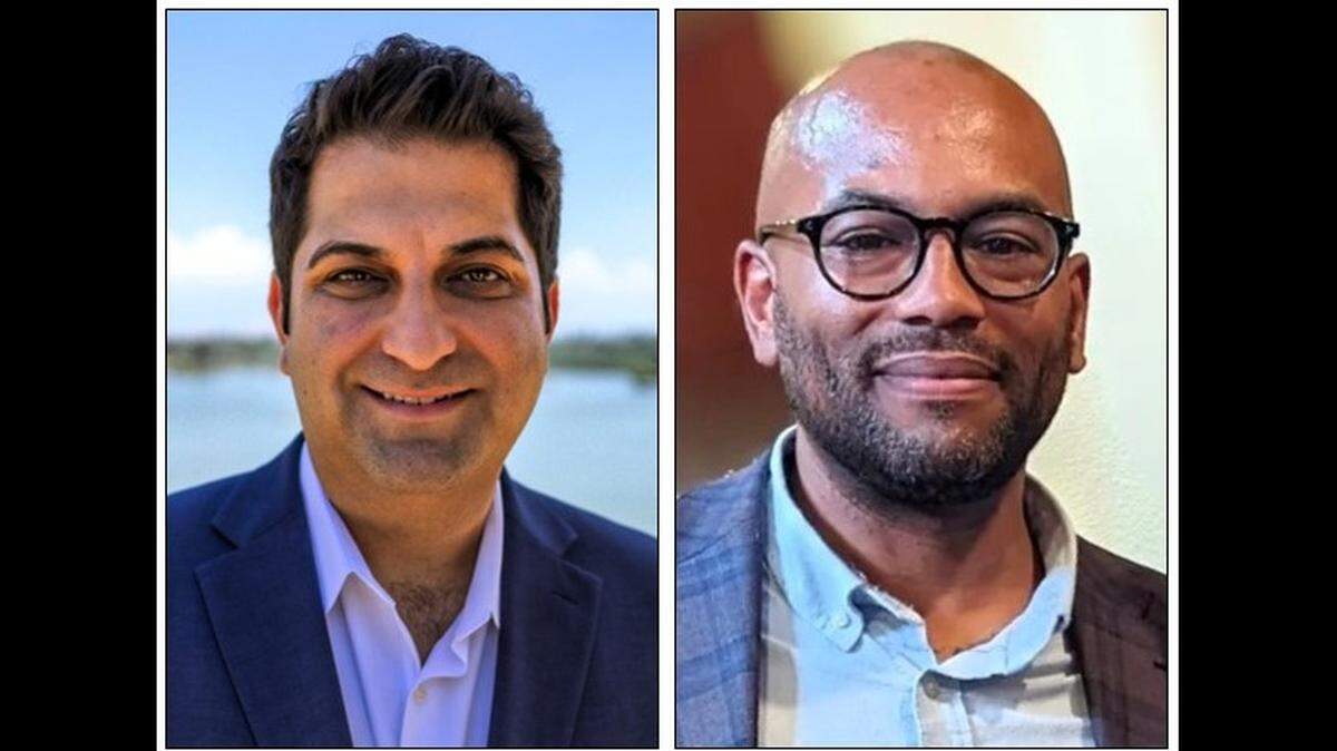 Fresno City District 2 Councilmember Mike Karbassi, left, is being challenged in his re-election bid by Matthew Gillian.