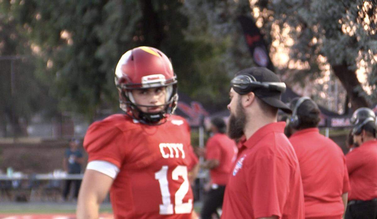 City’s Ryan Markarian of Clovis West in the 69th City/County All-Star football game at McLane Stadium on Friday, June 16, 2023.