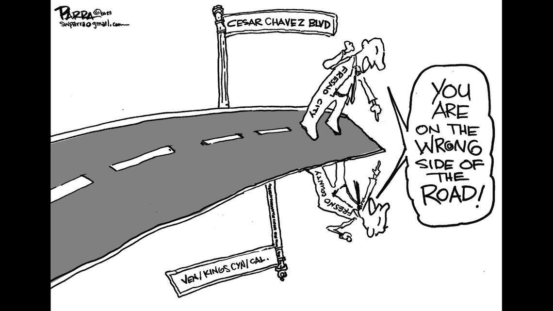 Renaming roads for Cesar Chavez depends on what street one is on | Opinion cartoon