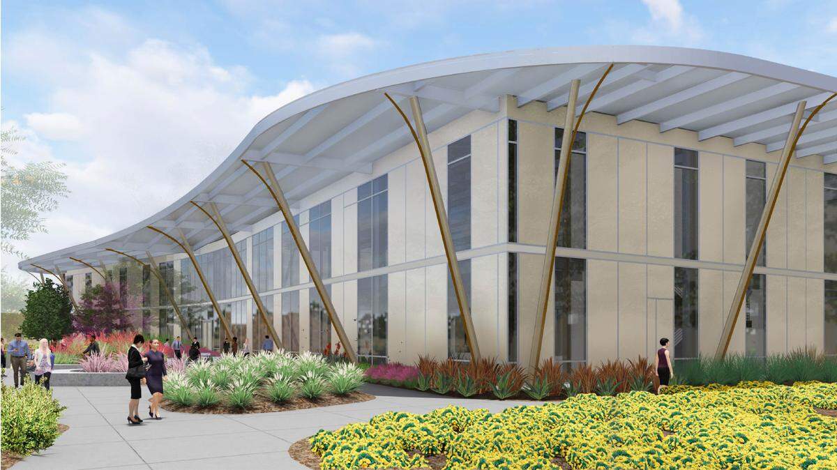 Here is a rendering of what the Herndon Pinnacle Office Complex is expected to look like once construction is completed, most notably the large roof overhang and the tall glass windows. The 45,000-square foot structure is being built along Herndon Avenue and just east of Willow in Clovis. What it’ll be used for is still to be determined.