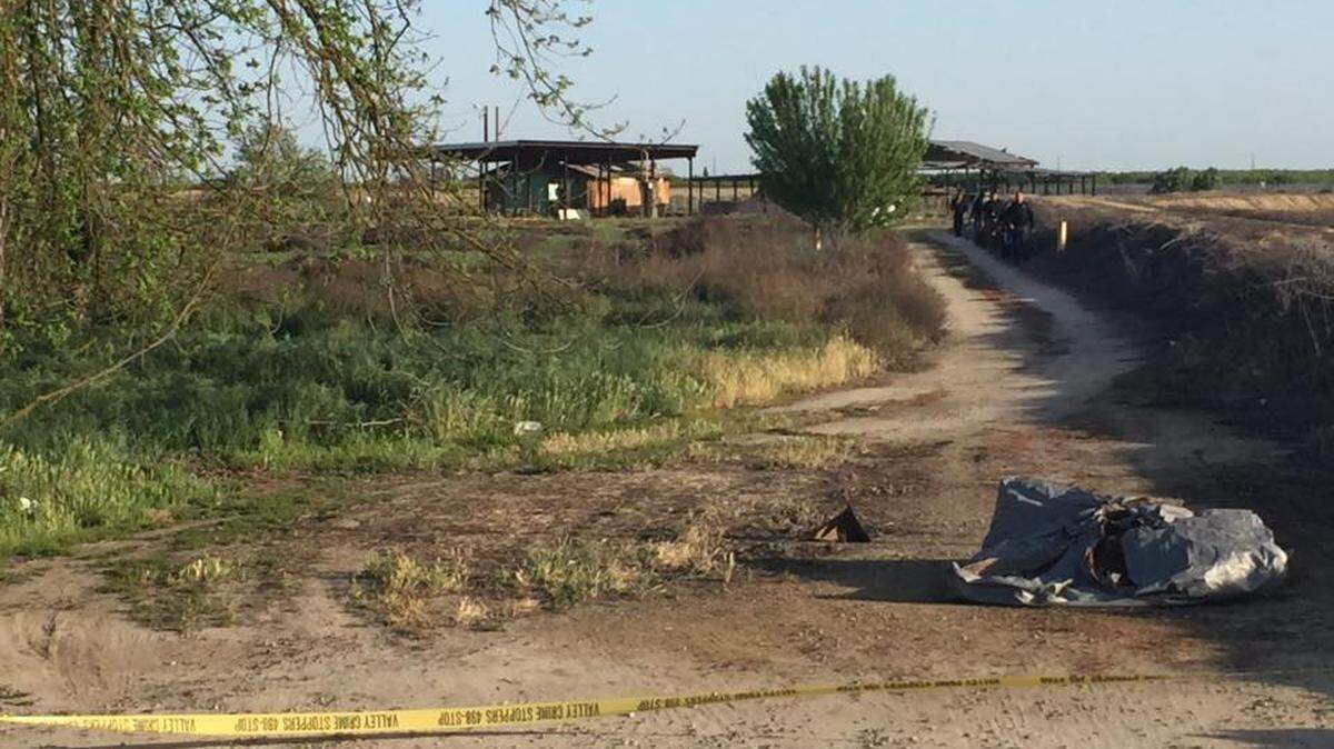The Sanger Police Department is investigating after a body was found near a shed on Lincoln Avenue near Newmark Avenue on Thursday, April 12, 2018.