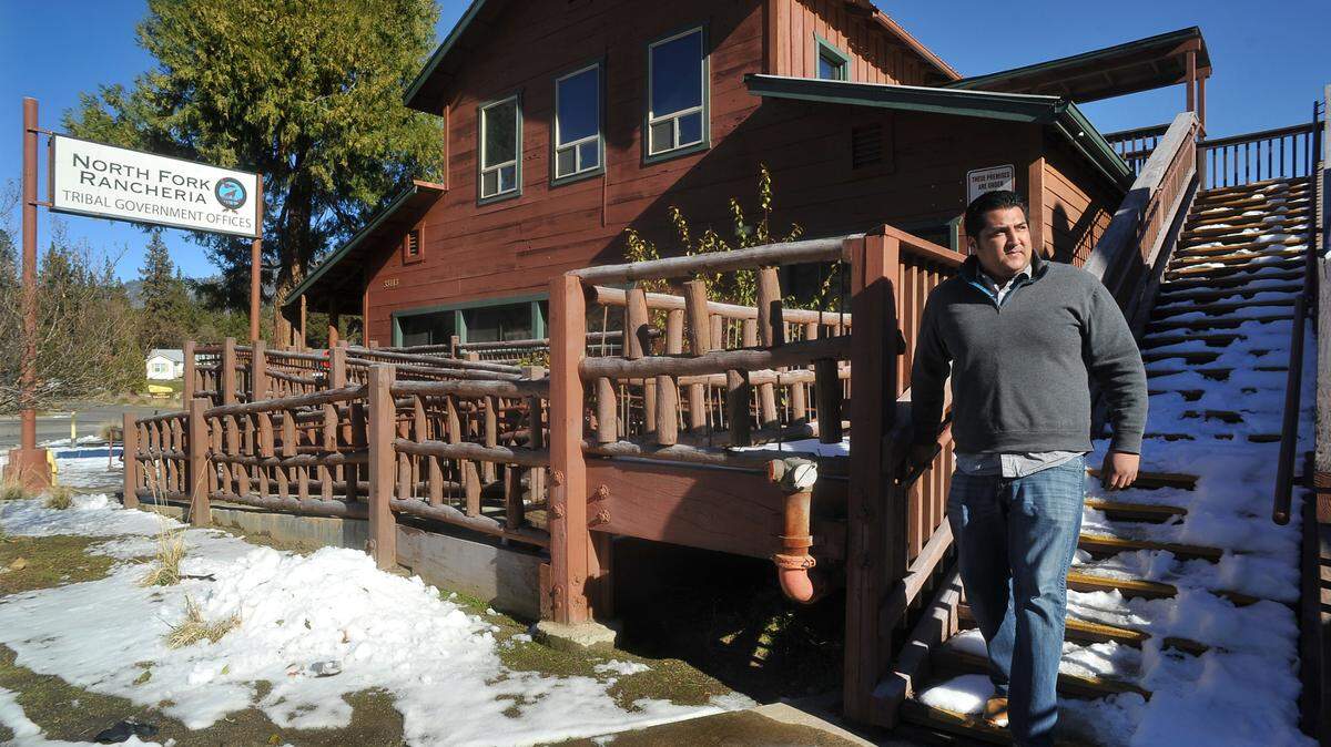 In this 2013 photo, Paul Irwin of the North Fork Rancheria of Mono Indians is pictured in front of a tribal government office in eastern Madera County.
