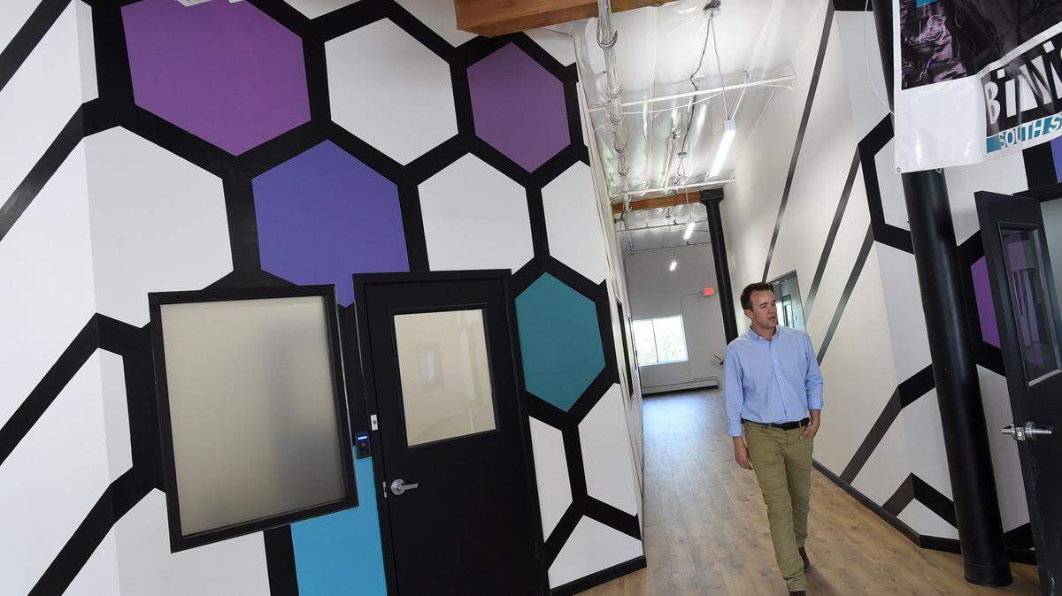 Jake Soberal, co-CEO of Fresno’s Bitwise Industries, shows upstairs office space in the Bitwise Hive building on Ventura Street in May 2018.