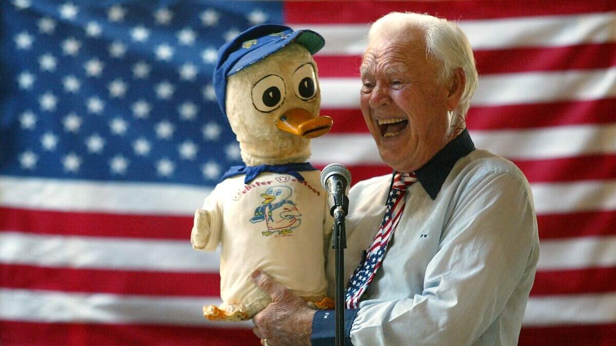Uncle Jimmy Weldon and his puppet Webster Webfoot perform at the Sierra Vista Mall on Friday evening June 18, 2004. Weldon died July 6, 2023. He was 99 years old.
