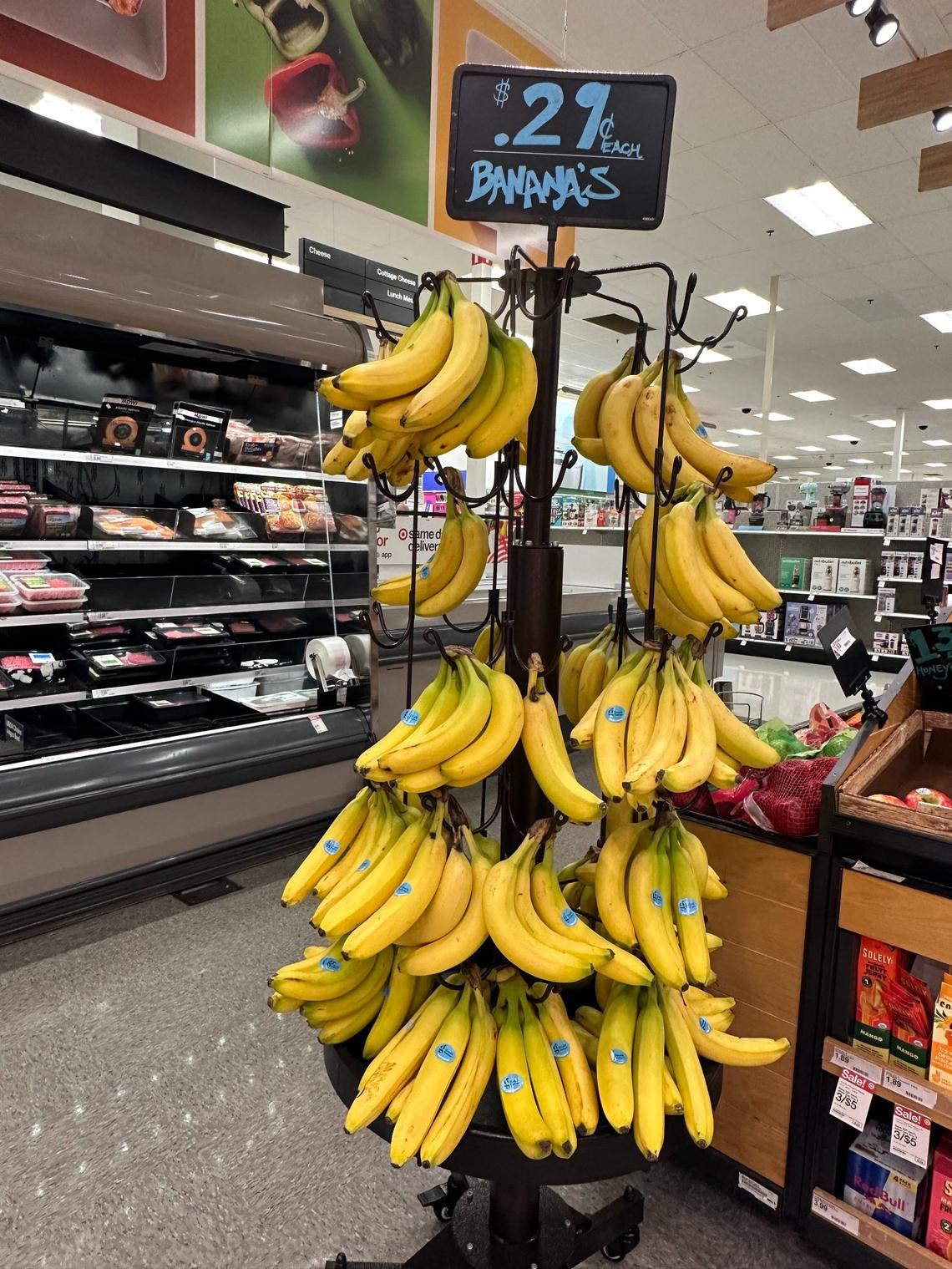Six bananas cost $1.50 at Target in Fresno on Monday, Aug. 19, 2024.