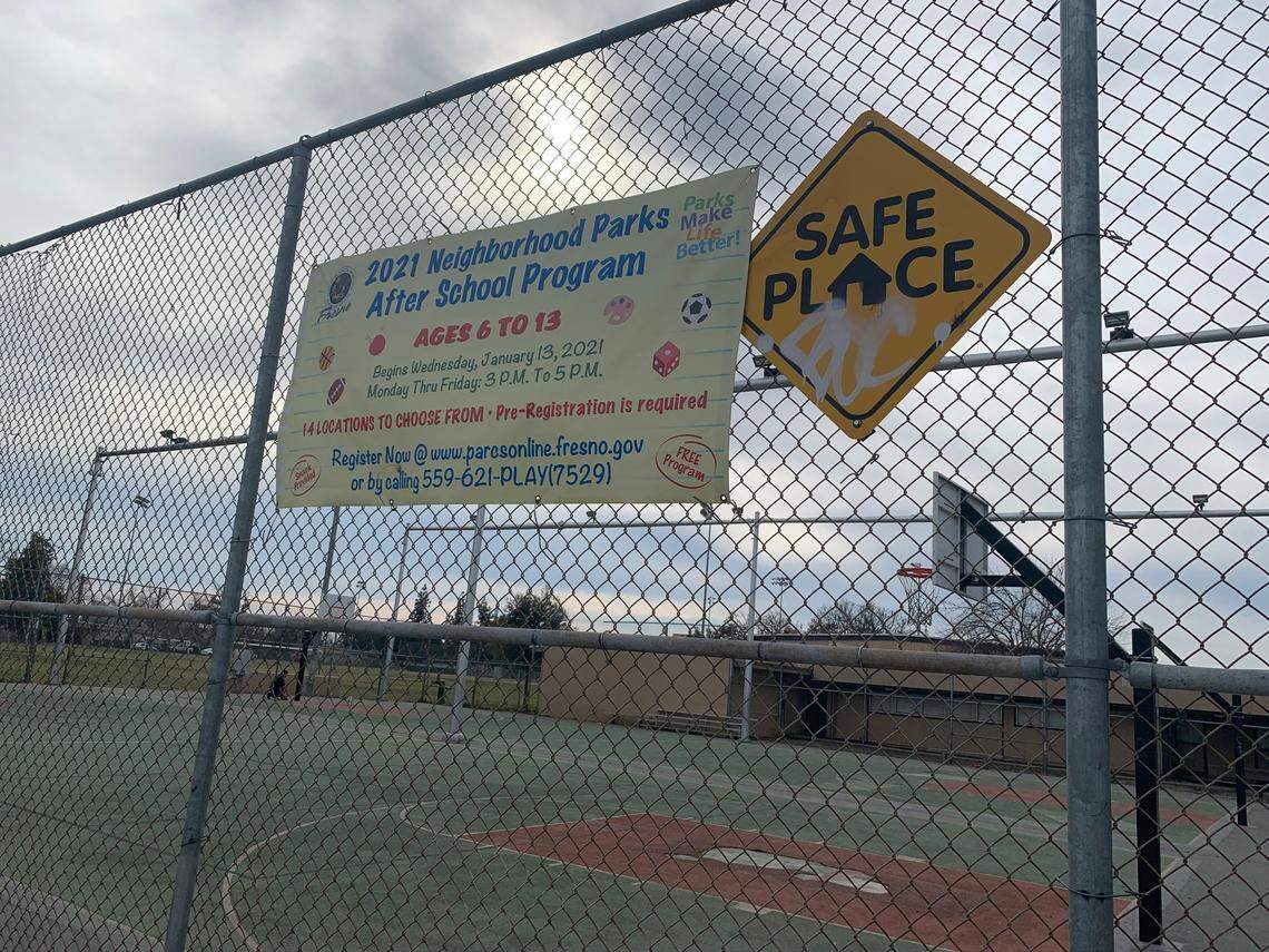 Romain Park in central Fresno was closed Saturday, Feb. 26, 2022 following a shooting during a basketball game.