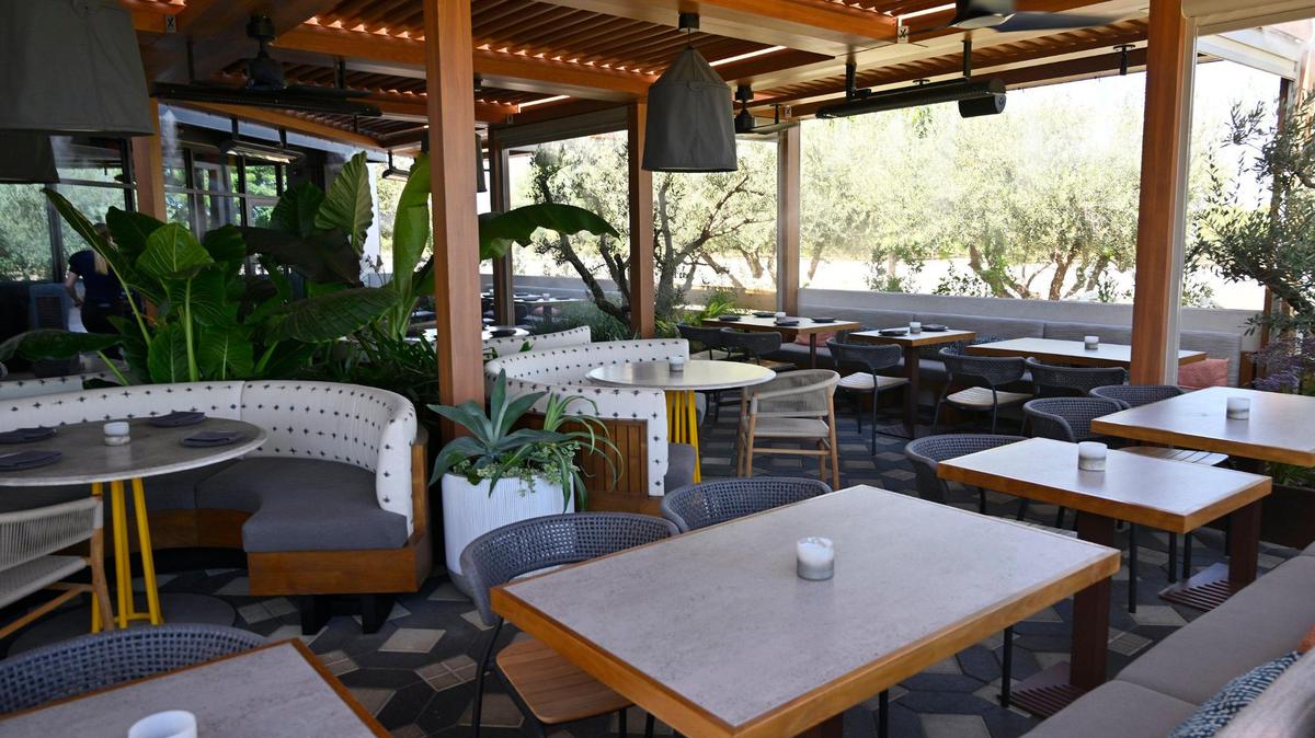 The patio area at Saizon in Fresno is seen on Wednesday, July 12, 2023.