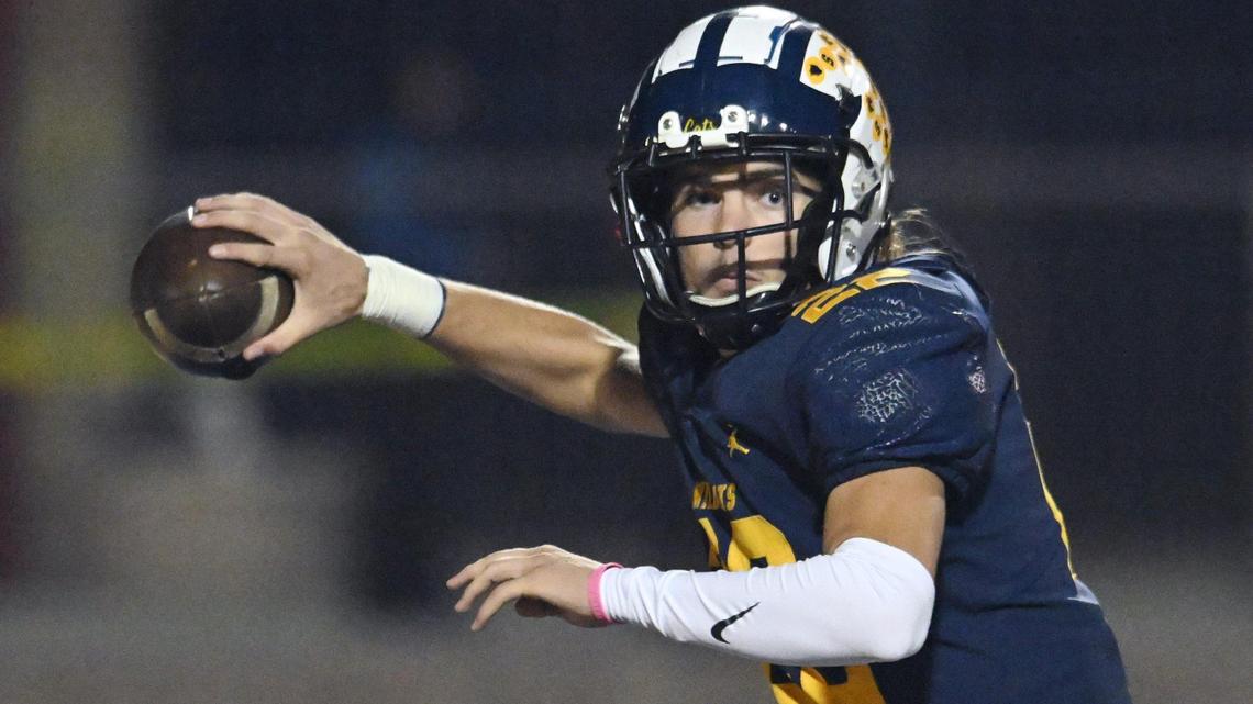 Sunnyside quarterback Tanner Wilson passes against Redwood in the Central Section D2 playoff game Friday, Nov. 3, 2023 in Fresno. Sunnyside led 12-7 at halftime.