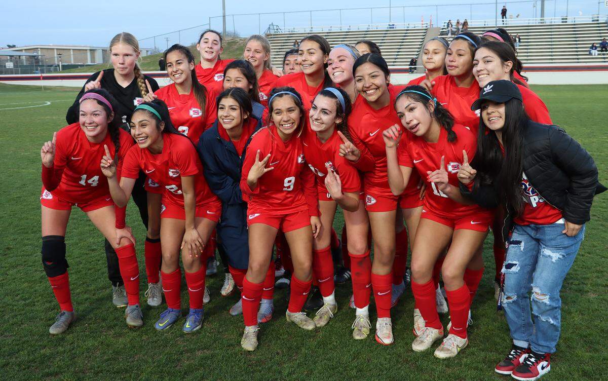 The top-seeded Sanger High girls soccer team captured the CIF Central Section Division II championship with a 2-0 win over San Luis Obispo at Tom Flores Stadium on Feb. 26, 2022.