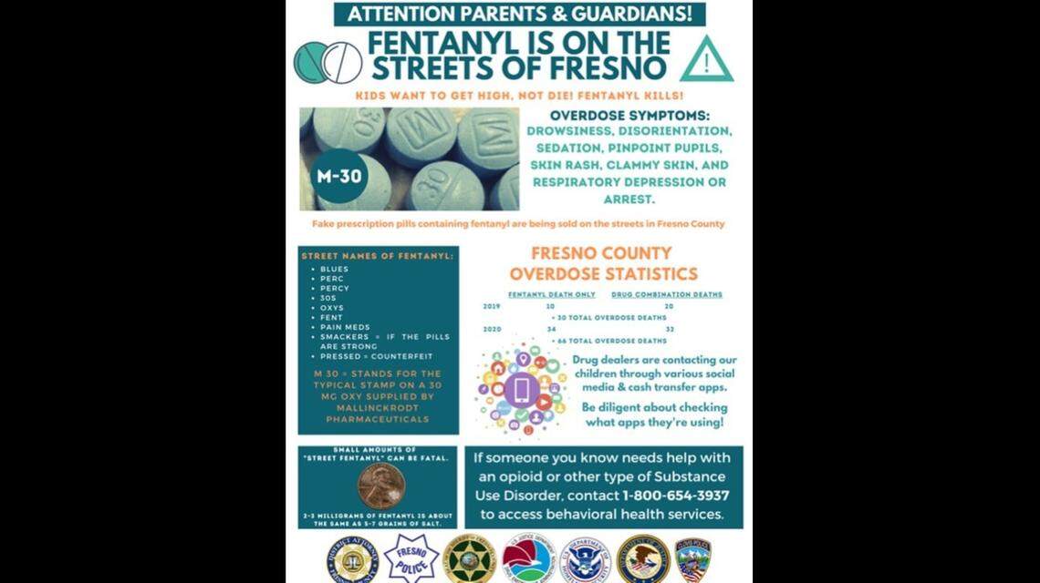 Fresno-area law enforcement posted a message about fentanyl on Friday, March 12, 2020.
