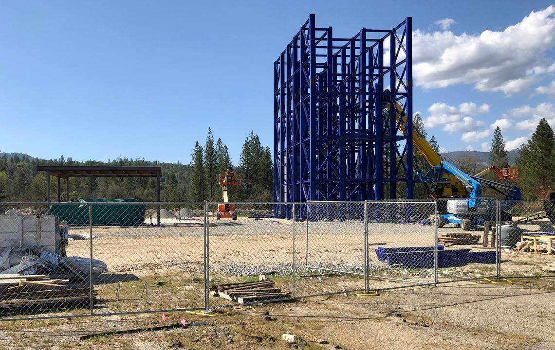 Construction of a biomass plant is underway at the old North Fork sawmill site.