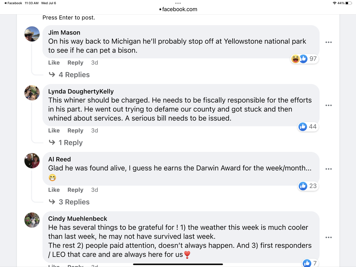 Remarks on Mariposa County Sheriff’s Facebook page were not kind to the Michigan amateur shamus.