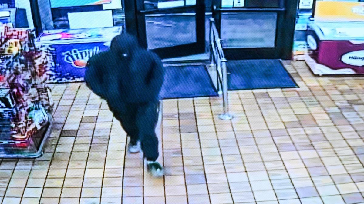 Surveillance video shows the suspect in the murder of Caleb Quick entering the Shop N Go in Clovis before sitting down in the adjacent McDonald’s restaurant on April 23, 2025.