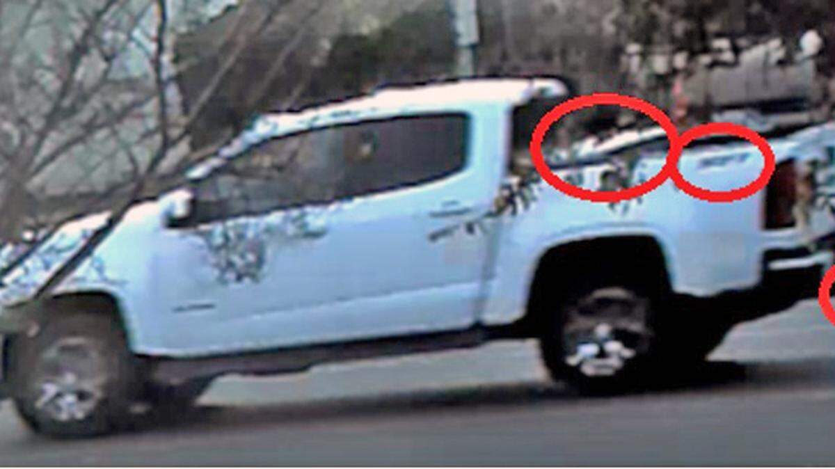 The Fresno County Sheriff's Office released this photo of a white truck believed to be connected to a double murder in 2017.