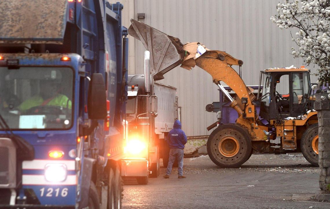 A refuse disposal company, an example of light industry, operates on South Elm Avenue, March 10, 2021. Opponents against the cityÕs plan to rezone 92 acres, say the proposal will allow industries to expand, bringing in more truck traffic and with it pollution in an area hit hard by asthma among residents.