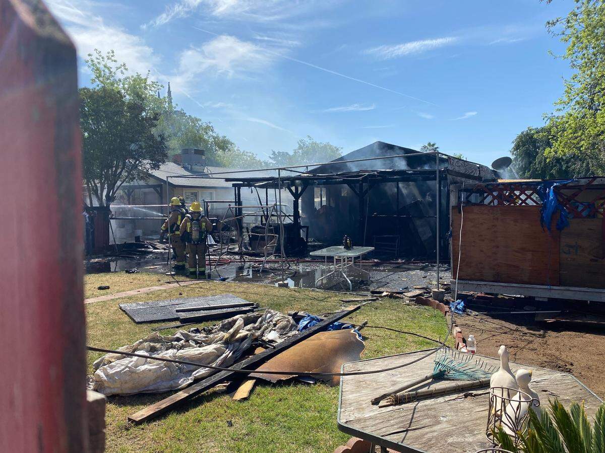 A fire at a home on Grant Avenue in southeast Fresno.