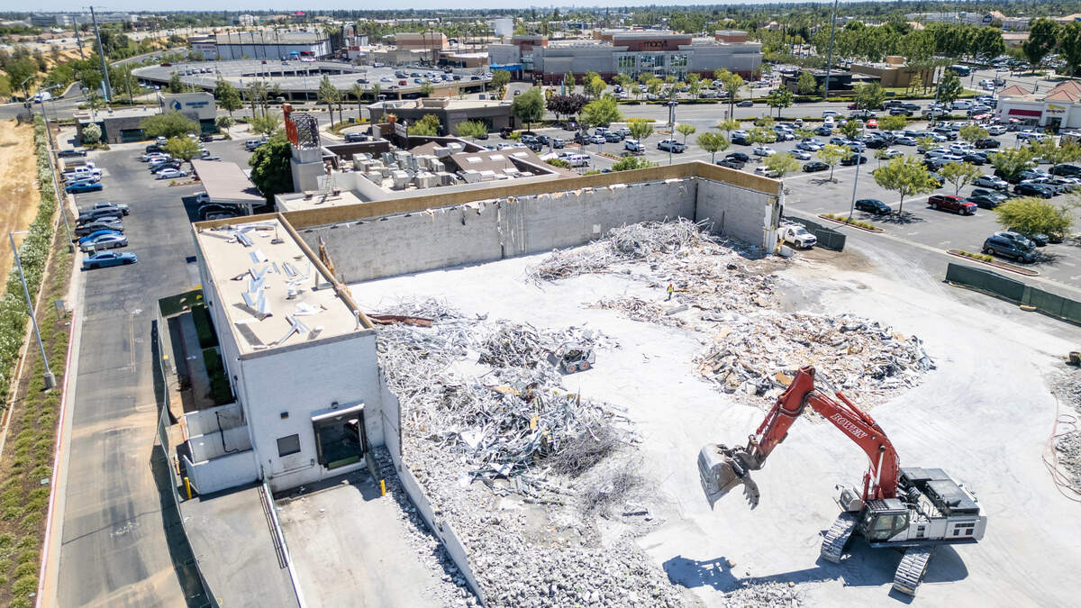 Demolition of the old Joann fabric store at Blackstone and Nees in north Fresno is shown nearly completed on Monday, July 21, 2025. The store closed earlier this year due to bankruptcy. Built in 2005, the 35,000-square-foot building will be replaced by something else but executives of the property haven’t decided what yet.