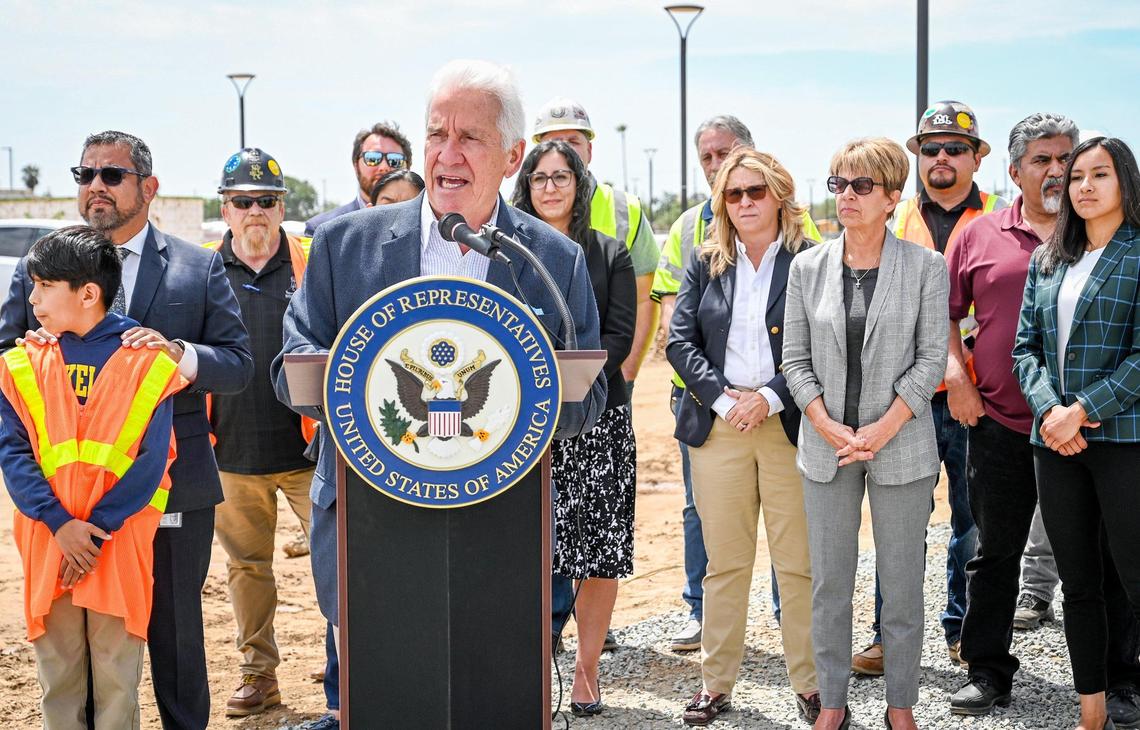 Congressman Jim Costa holds a press conference to announce the construction of a 60,00-square-foot training center on the West Fresno Campus of Fresno City College to assist women, minorities, veterans, ex-offenders, at-risk and disconnected young adults and other underrepresented individuals as part of $11 million for local projects he secured through the Fiscal Year 2022 government funding package.