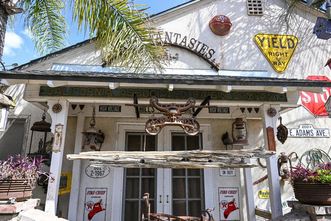 Old signs, metal devices, sculptures, tools and historical artifacts adorn just about every part of Jim Williams’ home in the Fresno High area where he has created an eye-catching array of art over many decades.