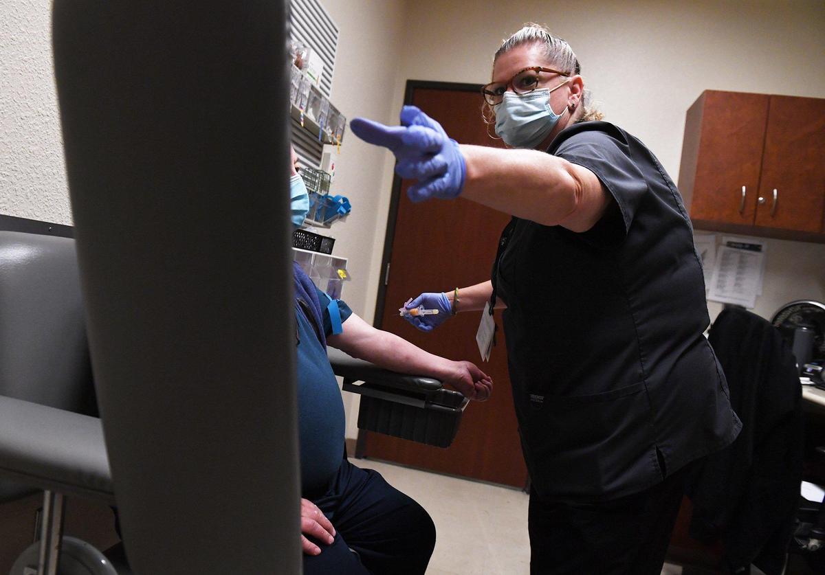 Nicole Callahan is a phlebotomist at Central Valley Indian Health Inc. shown Wednesday, April 21, 2021 in Clovis.