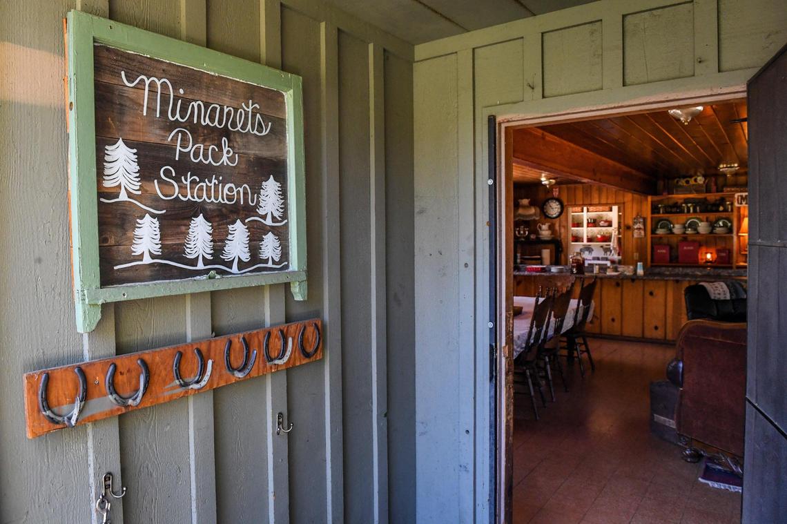 The entrance to the main building at the Minarets Pack Station is shown cleaned up on Friday, June 11, 2021 after heavy smoke and ash covered the area during last year’s Creek Fire. The owners of the station say they are ready for business this summer.