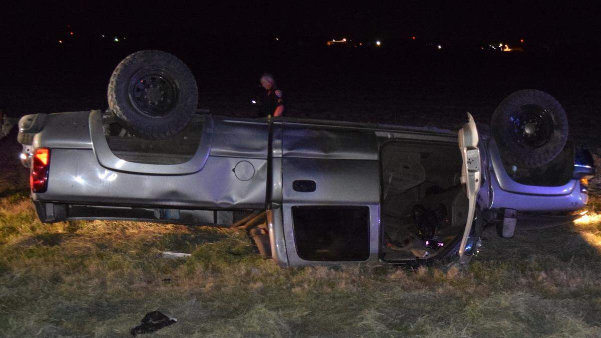 Police arrested two men they say shot at a vehicle and then crashed their truck in Los Banos on Thursday, Sept. 13, 2018.