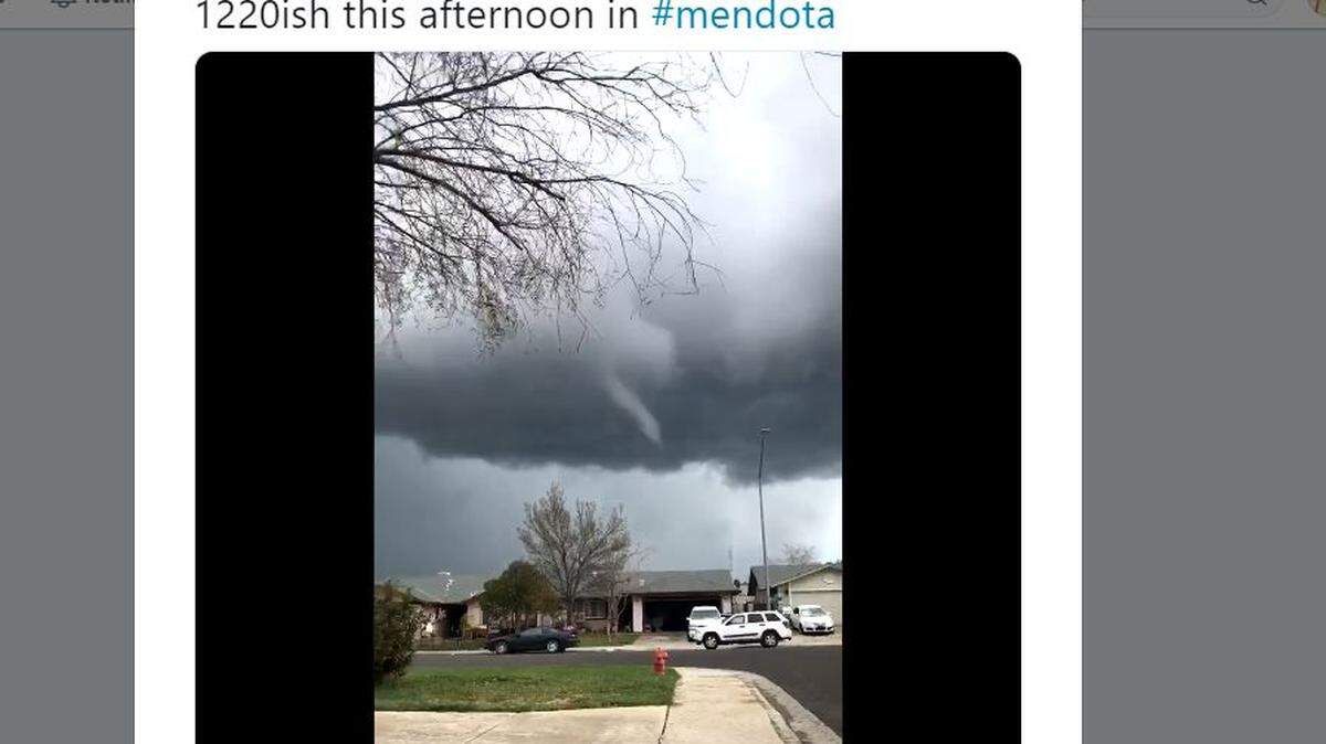 A funnel cloud was spotted and confirmed Saturday near Mendota, CA. The weather service said it was part of a storm system that moved through the central San Joaquin Valley.