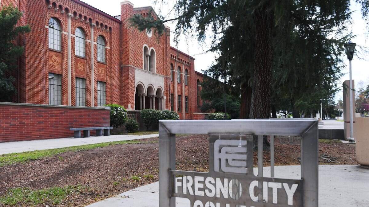 The Fresno City College library, left background, photographed Friday, March 12, 2021 in Fresno.