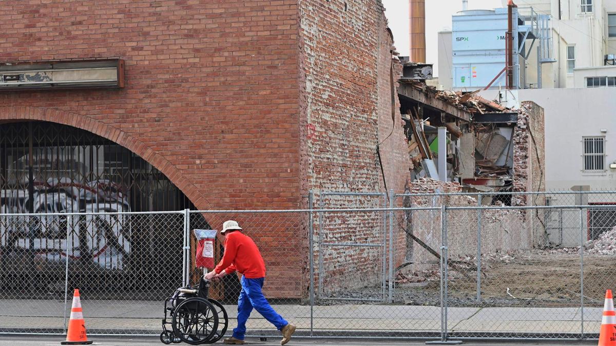 Although no activity is to be seen, demolition has begun at the Fink & Skopp building located along Van Ness Avenue near Tulare St., shown Friday, Jan. 19, 2024 in downtown Fresno.