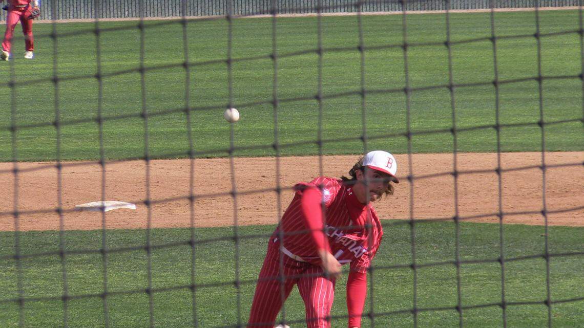 Buchanan pitcher Braden Guentz pitches against Central on Tuesday, April 18, 2023.