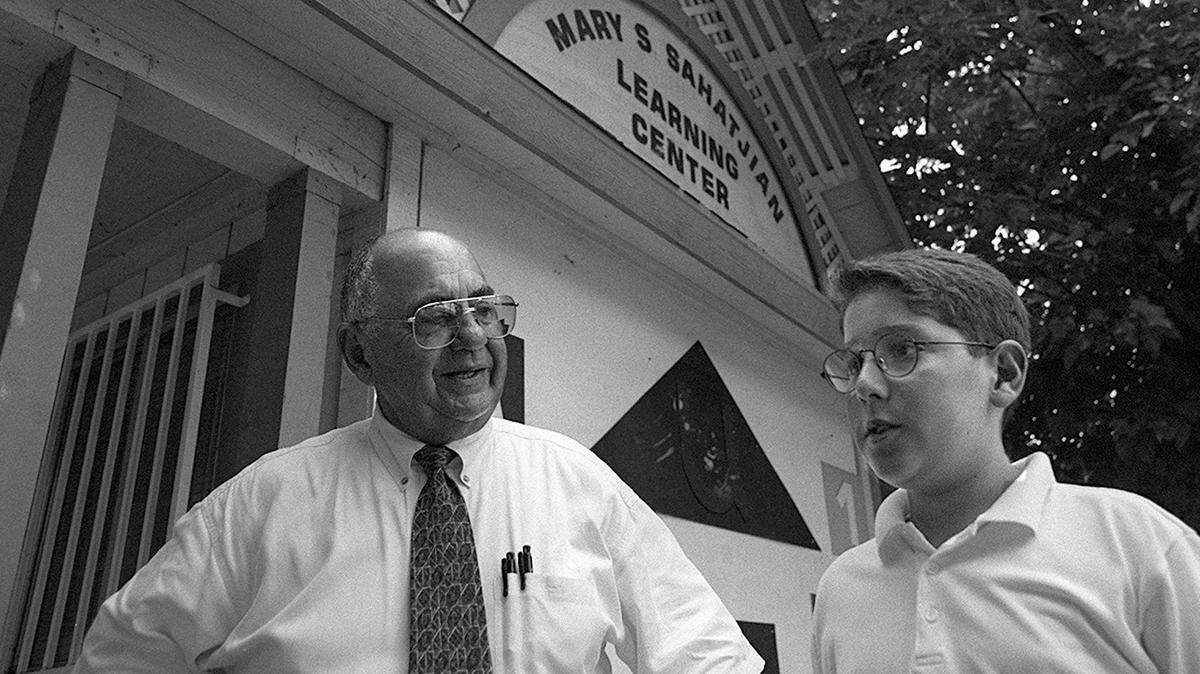Seth Atamian in 1997, when he was principal of the Armenian Community School of Fresno. Student Anto Zantonian attended seventh grade.