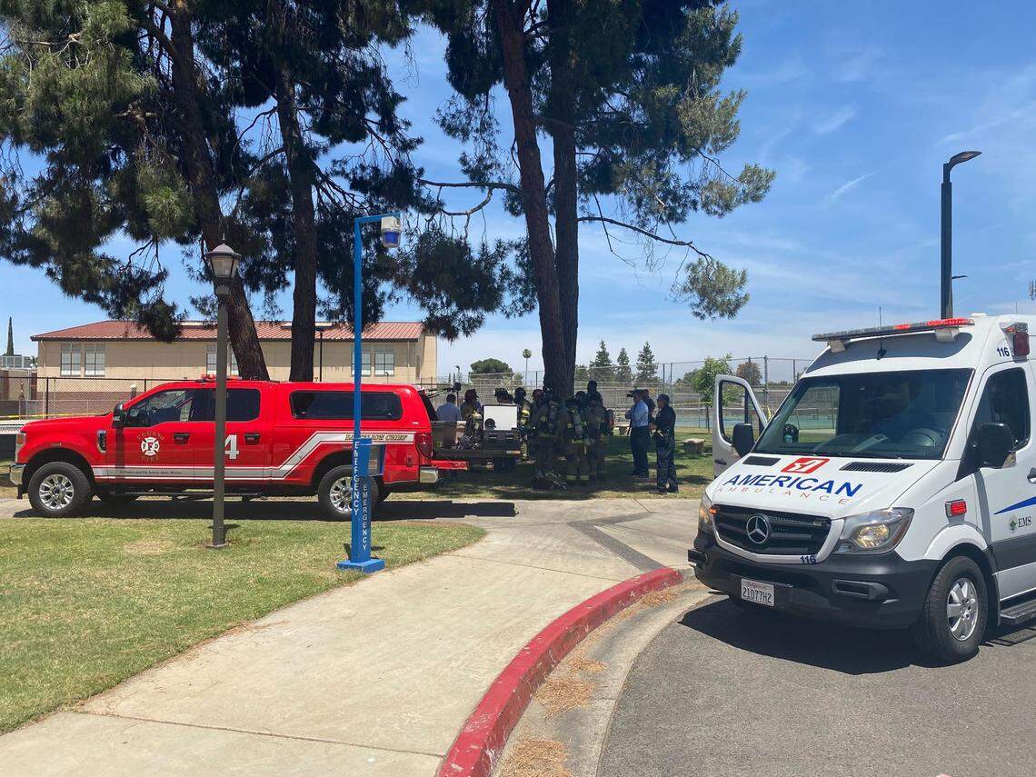 Emergency crews respond to the Fresno City College campus on Thursday, May 19, 2022.