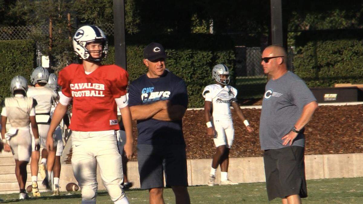 Central Valley Christian coach Don Arax looks on before its scrimmage against Clovis East.