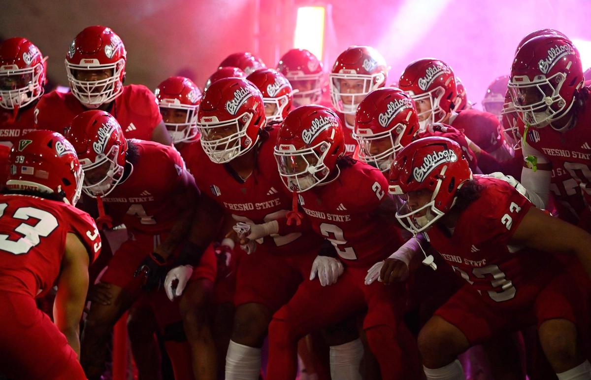 Fresno State prepares to enter the stadium for the game against Colorado State Saturday, Nov. 23, 2024 in Fresno.