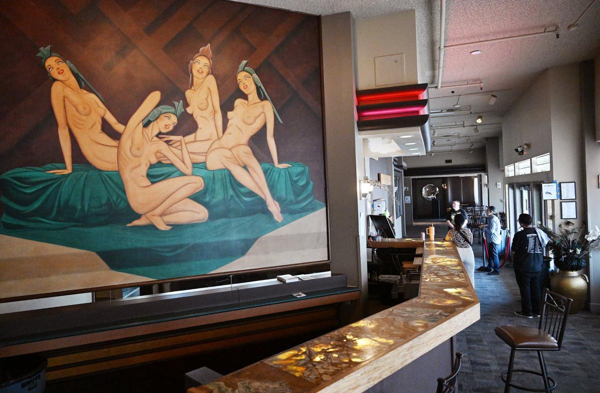 The famous painting inside the Tower Theatre’s lounge, formerly known as The Daily Planet, is seen Thursday, July 11, 2024 in Fresno.