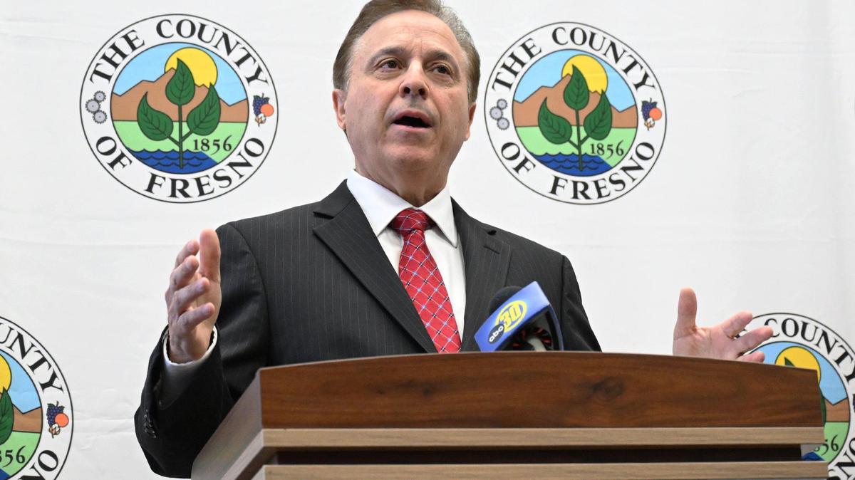 Fresno County Board of Supervisor for District 2 Garry Bredefeld speaks at a press conference.