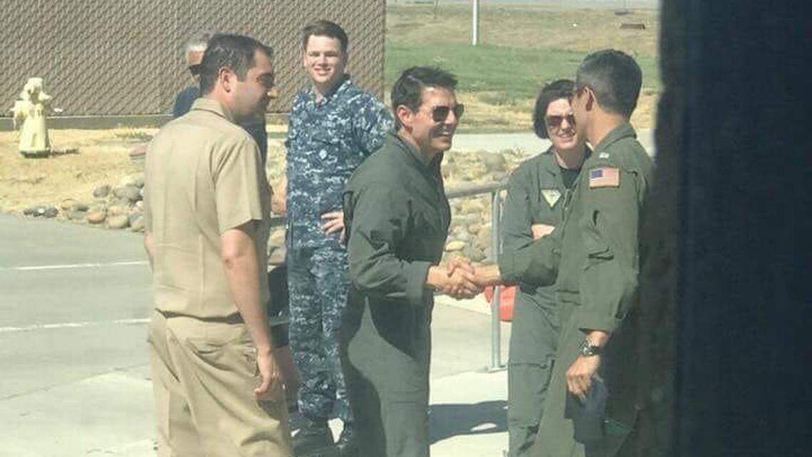 Movie star Tom Cruise was at the Lemoore Naval Air Station this week to shoot scenes from the Top Gun Sequel, “Top Gun: Maverick.” Cruise greeted Lemoore Naval personnel, and even gave high-fives to others.