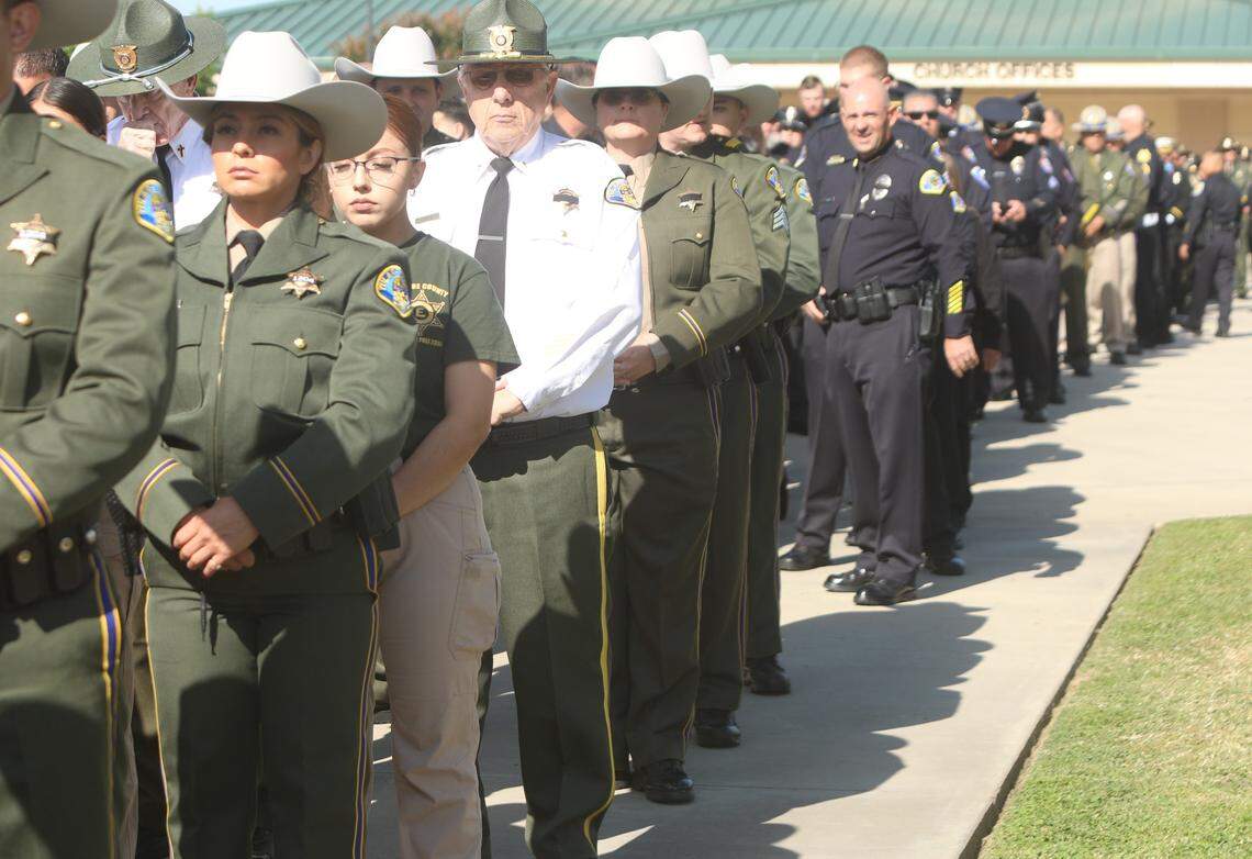 Family, law enforcement and community gathered Tuesday, April 28, 2026, in Visalia to remember Tulare County deputy Randy Hoppert's service and sacrifice after the fatal April ambush in north Porterville.