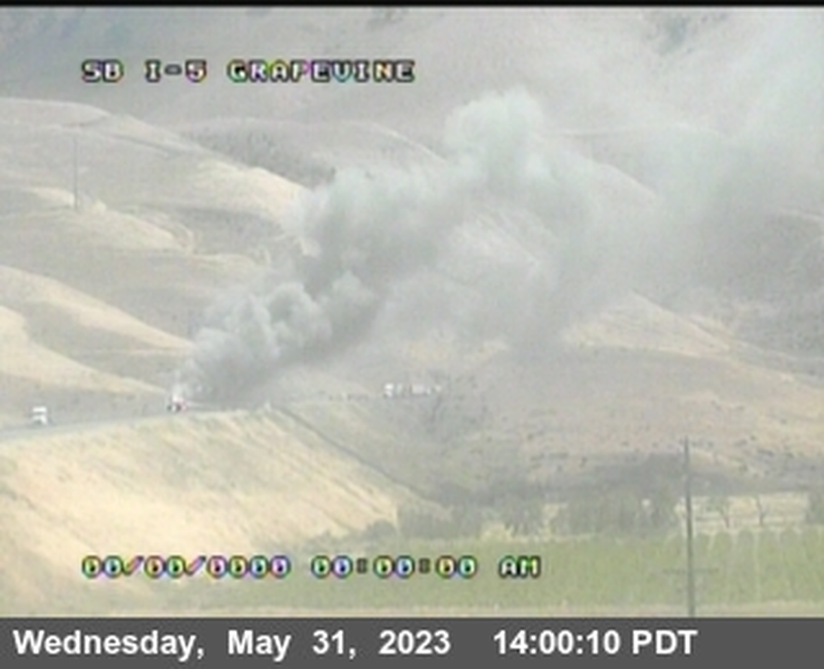 Interstate 5 at the Grapevine in Southern California was closed due to multiple vehicles crashing and catching fire on Wednesday, May 31, 2023.
