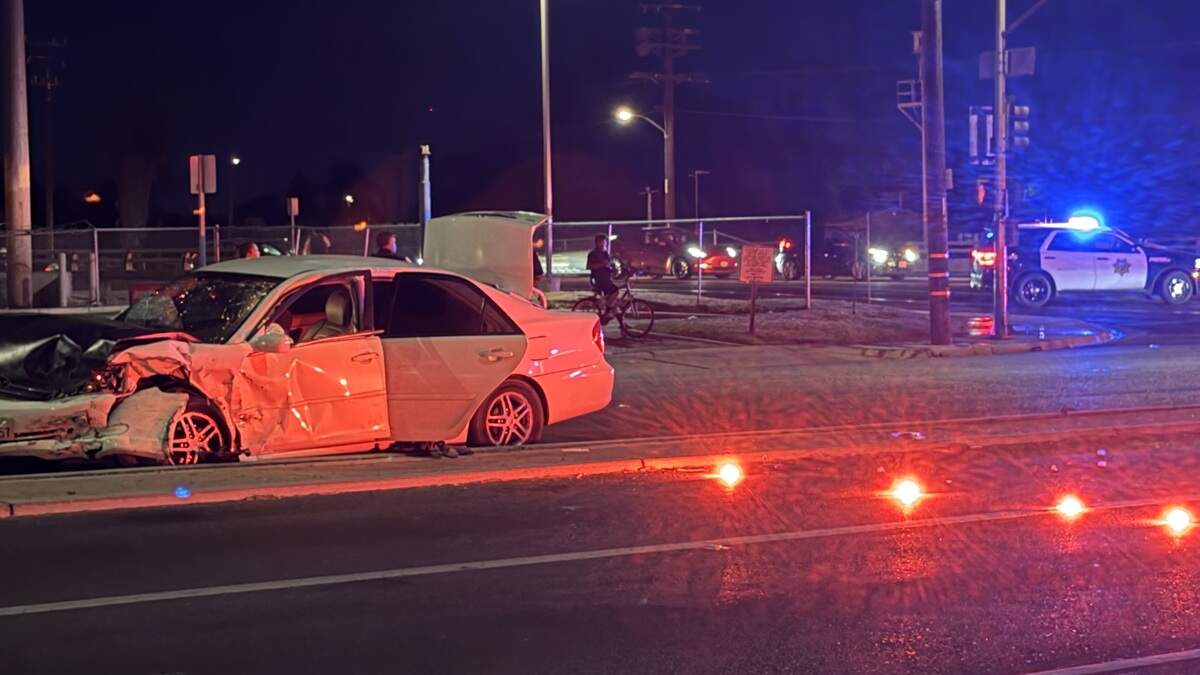 Officers responded to a two-vehicle crash in Fresno, California on Saturday, July 11, 2026.