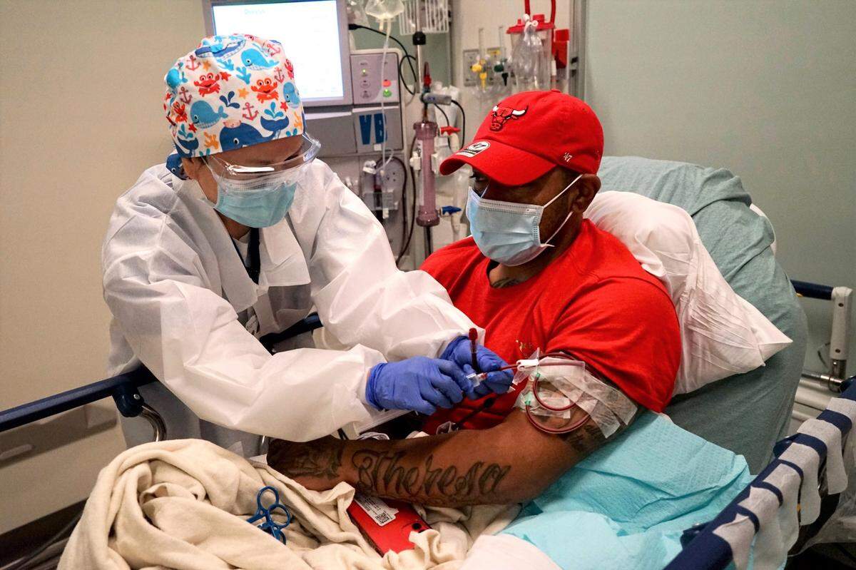 Adrian Pizano preparing for kidney transplant surgery at California Pacific Medical Center, a Sutter hospital in San Francisco.