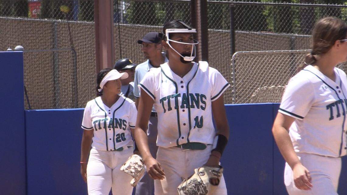 Orange Cove’s Mia Castillo pitches during the Central Section Division IV championship game against Mission Prep on Saturday, May 27, 2023.