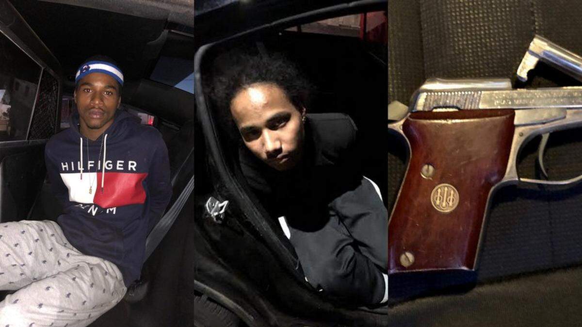 Fresno police reported that Leroy Easter, left, and Michael Jenkins, both 19, were arrested Tuesday after a woman was robbed in central Fresno with a Beretta .22 caliber pistol.