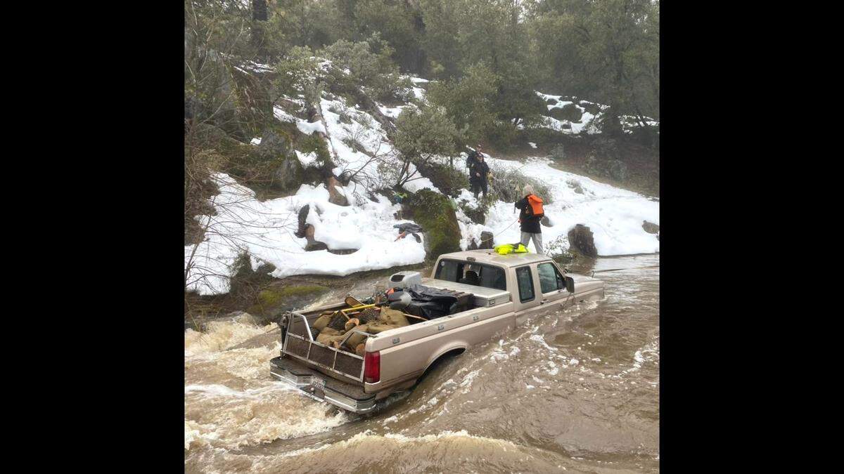 The Madera County Sheriff’s Office rescued a man who was stranded in a vehicle on a flooded roadway on Friday, March 10, 2023.