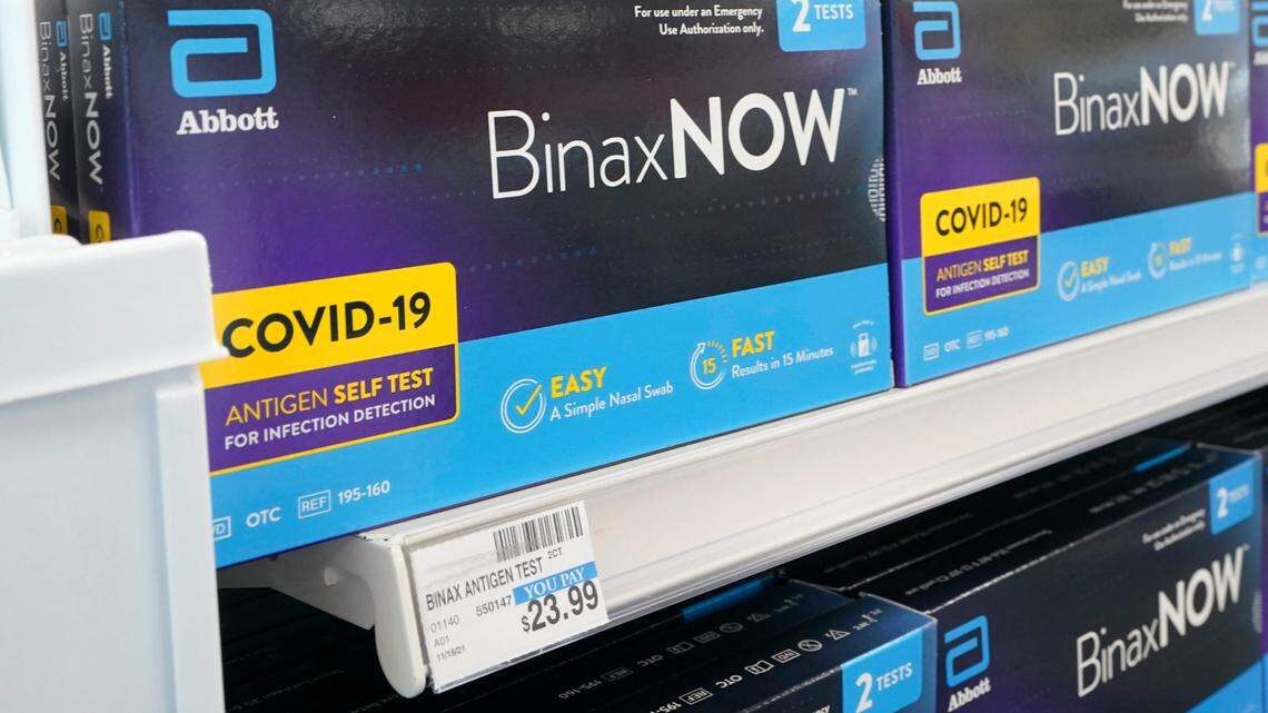 Boxes of BinaxNow home COVID-19 tests made by Abbott, and other brands, have been in short supply in recent weeks at retail pharmacies and online sellers amid the rapid spread of the omicron varient of coronavirus in December and January.