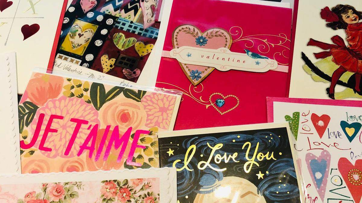 Examples of Valentine’s cards left by Cynthia Karraker.